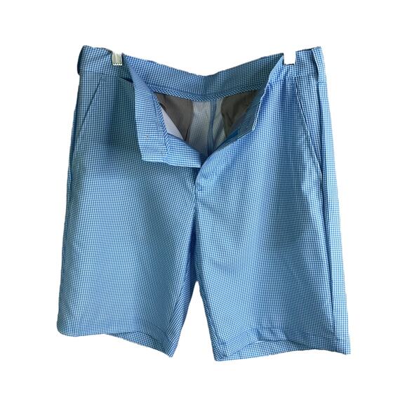 PGA Tour Golf Shorts Mens Size 32 Blue White Gingham Flat Front - Picture 7 of 9